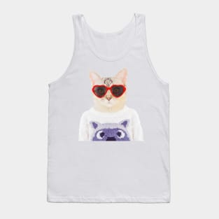 Funny cat portrait Tank Top